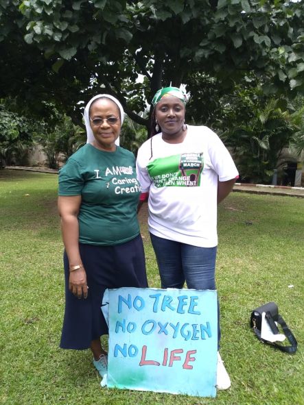 Sr. Helen Eluagu RSC during 201 Climate Walk in Lagos Nigeria